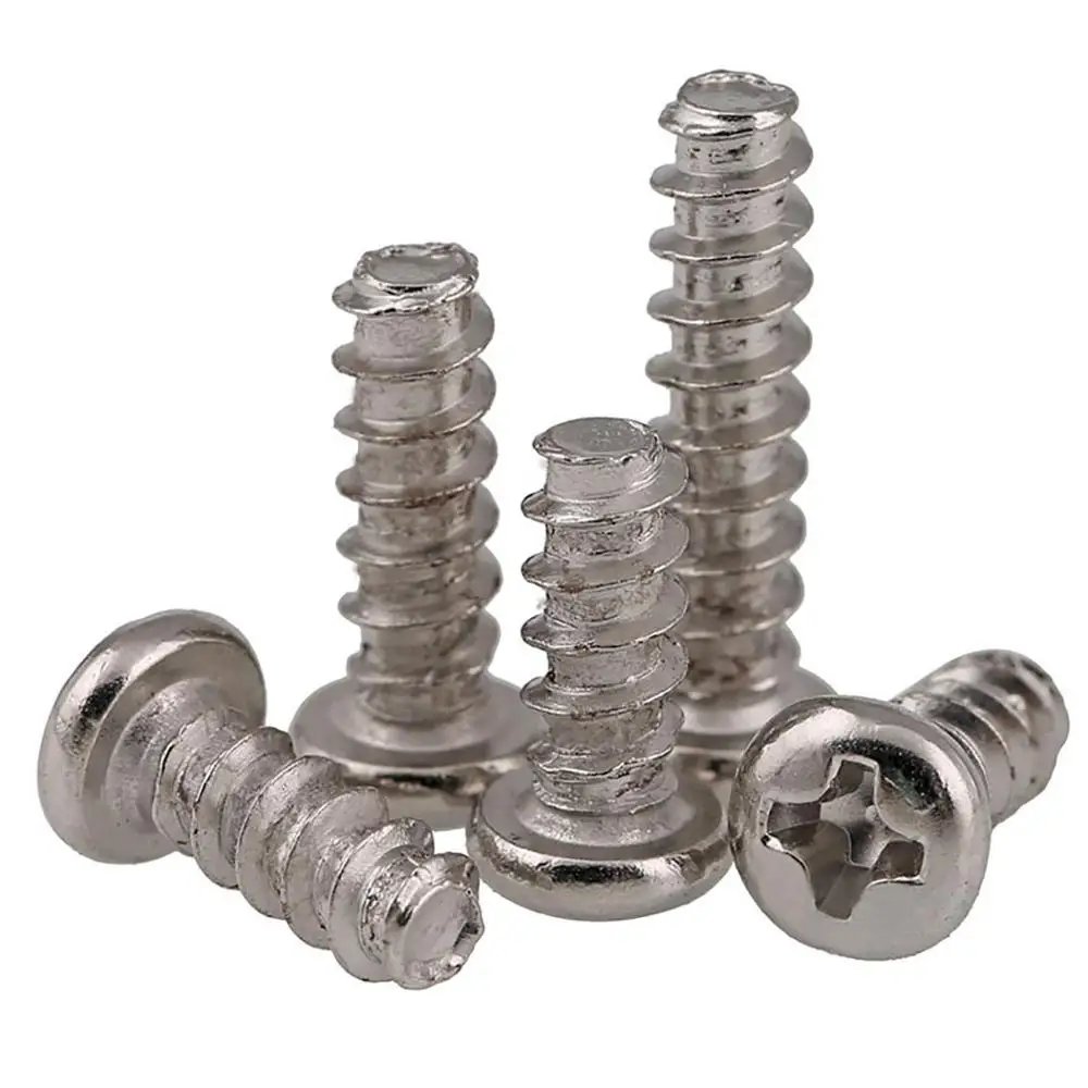 50pcs Mini Phillips Round Head Flat Head Tapping Screws Phillips Pan Head Flat Head Small Bolts Nickel Plating/Black Zinc