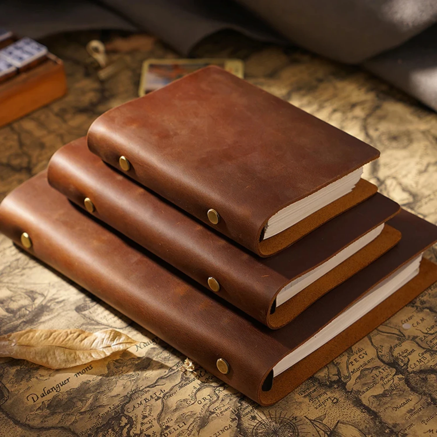 

Retro Real Cow Leather Cover Notebook 96 Papers Small Medium Note Book DIY Diary Handmade Notepad Office School Gift