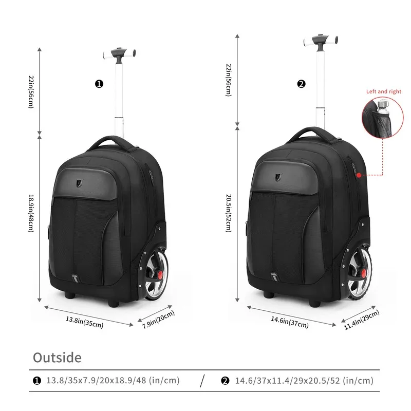 

20 inch Rolling Luggage Backpack With Wheels Travel Suitcases Large Capacity Trolley Bags Multifinonal Laptop Carry on Backpack