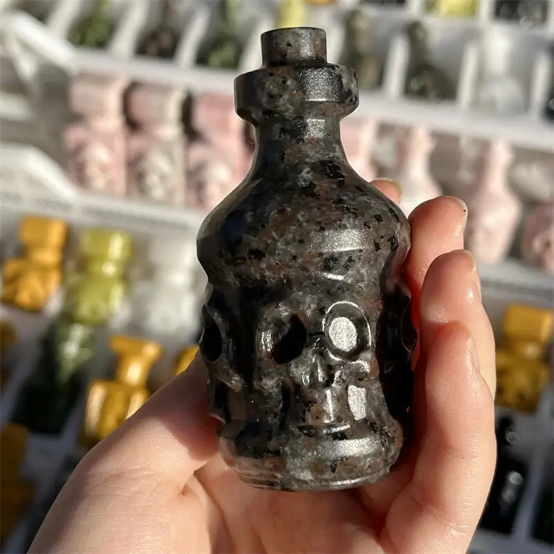 

Натуральная бутылка для духов Yooperlite, Волшебная бутылка, резьба, исцеление, кристалл, статуэтка рейки, религиозная энергия, драгоценный камень, подарок, 1 шт.