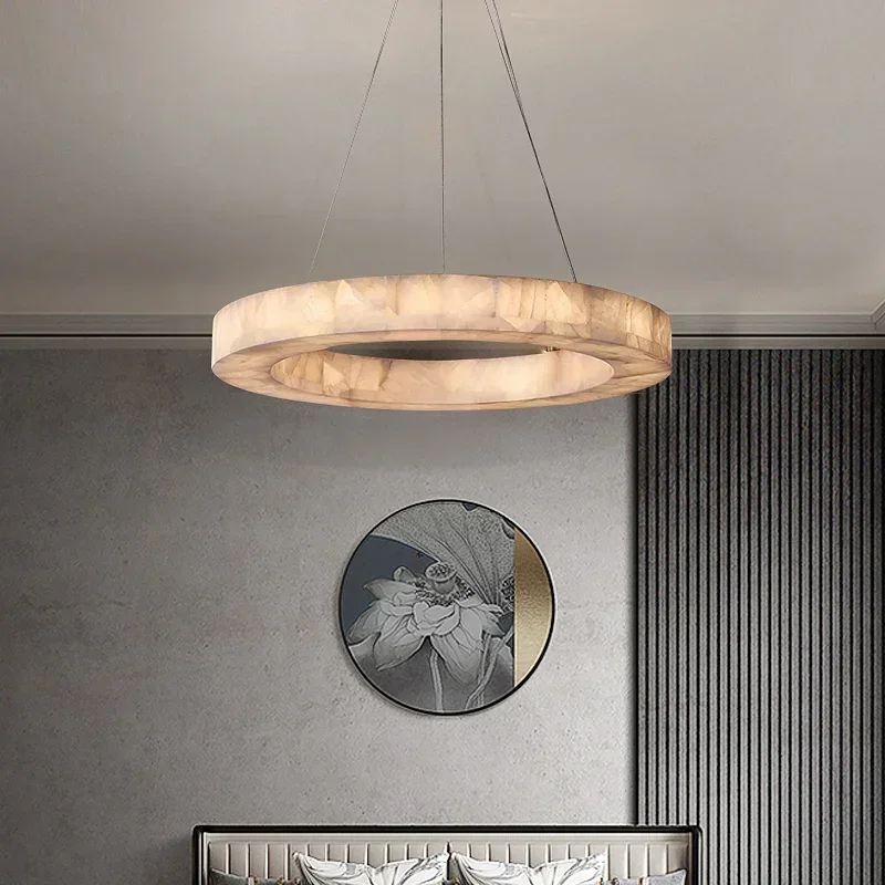 

LED Retro American Marble Black Silver Ceiling Chandelier Lighting Lustre Suspension Luminaire Lampen For Living Room