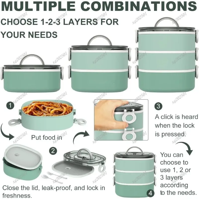 

Многослойный ланч-бокс большой емкости — портативный контейнер для микроволновой печи для офисных работников и студентов