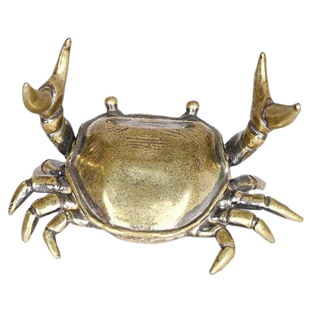 

Weightlifting Crabs Pen Stand Powerful Ornaments Retro Decor Holder Mini Animals Golden Alloy Hermit