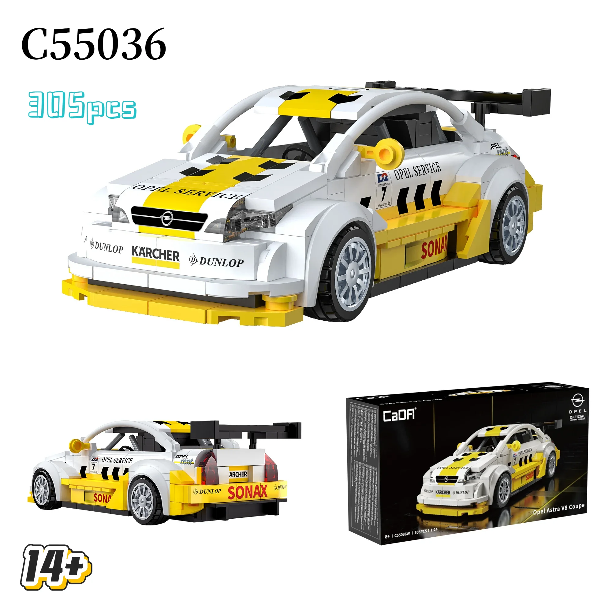 CaDA 1:24 Offiziell lizenziertes Bausteine-Auto-Set, 305 Teile, Super-Rennwagen, Geburtstagsgeschenk für Erwachsene, Kinder, Jungen, Mädchen