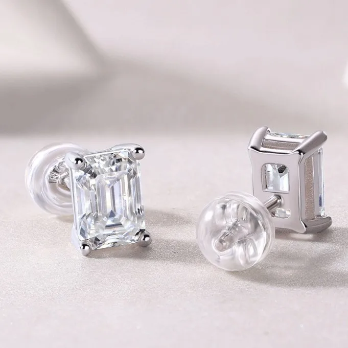 S925 Silver Moissanite square Earrings for Women, Minimalist Design, Light Luxury, Elegant and Classic Style