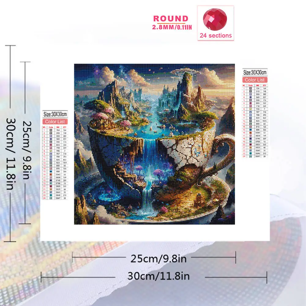 Momoart Diamond Mosaic Cup Landscape Abstract DIY Suitable For Beginners Waterfall Painting Mountain Embroidery River Home Decor