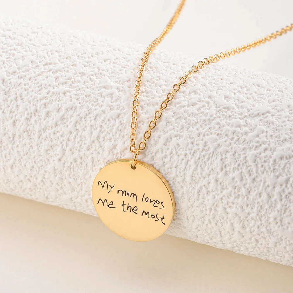 Cooltime individuelle runde Anhänger-Halskette aus Edelstahl für Frauen, personalisierte Buchstaben, besondere Symbole, Halskette, Geburtstagsgeschenk – Detail 12