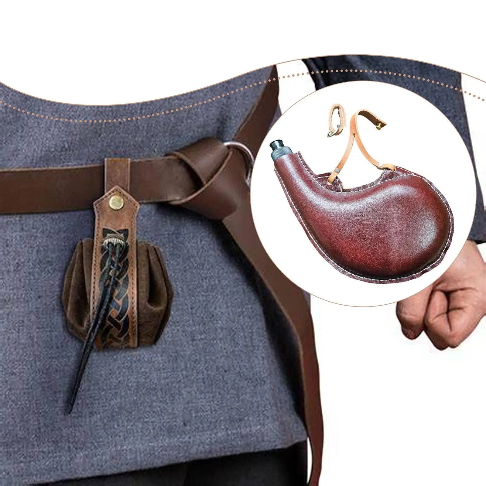 

Traditional Wine Bota Bag Wine Sack Flask Pouch Prop Medieval Water Pouch for Camping