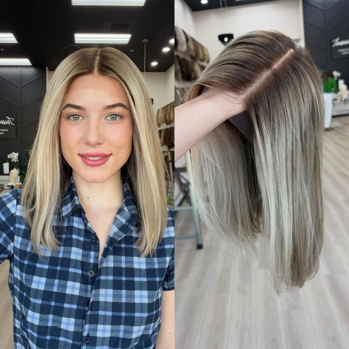 

Bob Wig HD Lace Pre Plucked Heat Resistant Fiber Soft Straight Wig for Women Blonde Brown Mix Color Ombre Futura Wig For Women