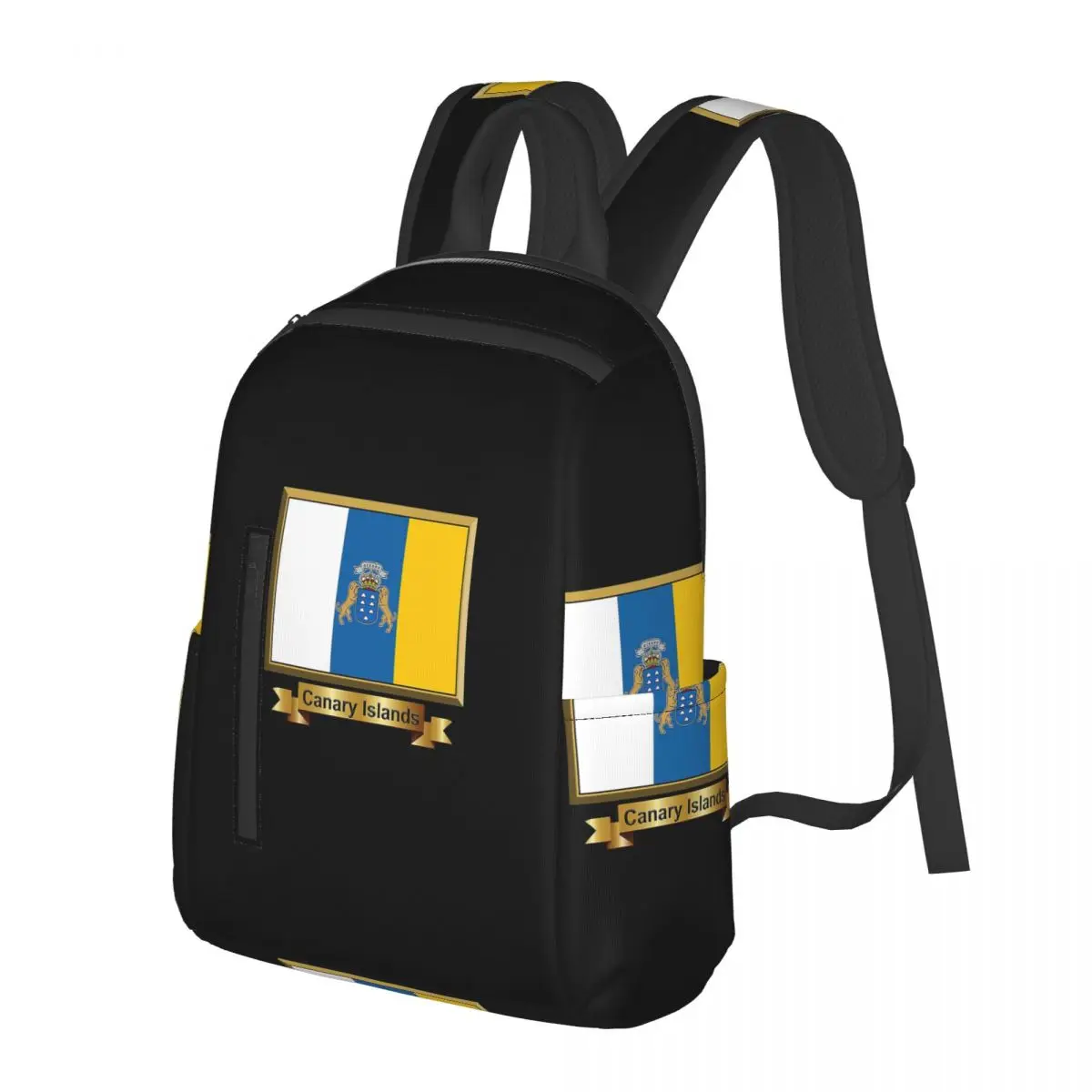 Spain Flag Oceano Canary Islands Student Backpack School Bag Hiking Travel Daypack for Boys Girls Bookbag Shoulder Bags