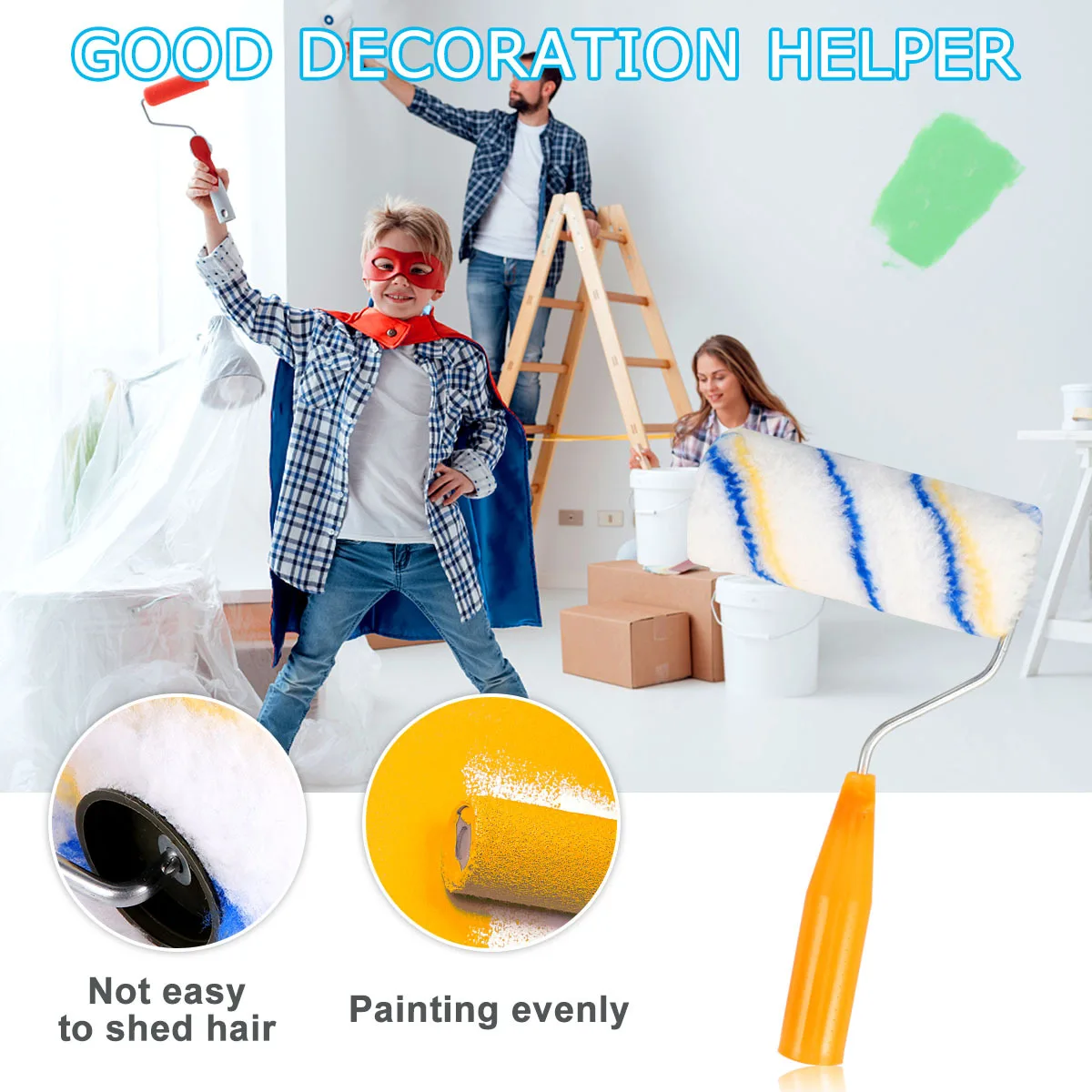 

4 шт., набор валиков для рисования, пластиковая ручка, прочный материал, инструмент для рисования стен «сделай сам», масляная кисть для домашнего декора