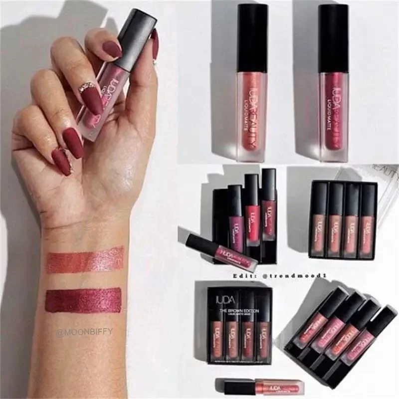 4 Stks/set Lipgloss Mini Lip Make-Up Matte Waterdichte Niet-Stick Niet-Vervagende Lippenstiften Make-Up Cosmetis Lipverzorging Schoonheidstools