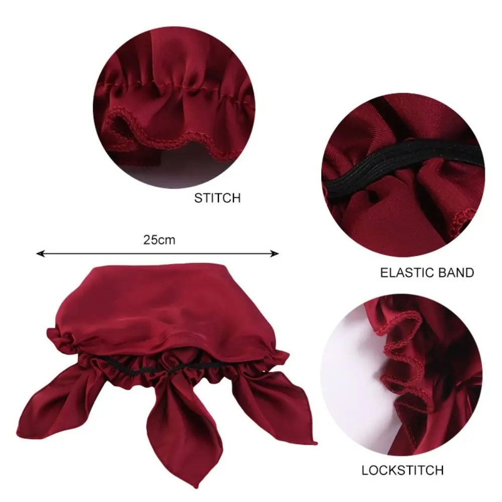 New Women Satin Night Cap Bowknot Sleep Hat Silk Chemo Caps Cancer Hats Long Tail Hair Bonnet Head Scarf Wrap Bandana Headwear