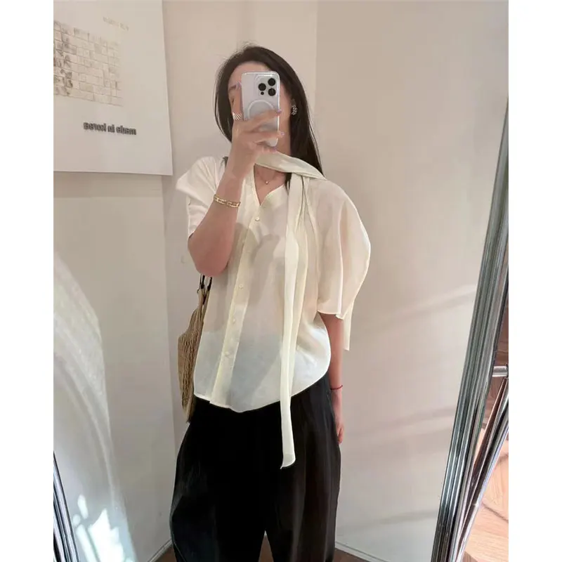Ele 韓国東大門夏軽量バブル Sve ort Sve irt レディース ルーズフィット通気性肌に優しい
