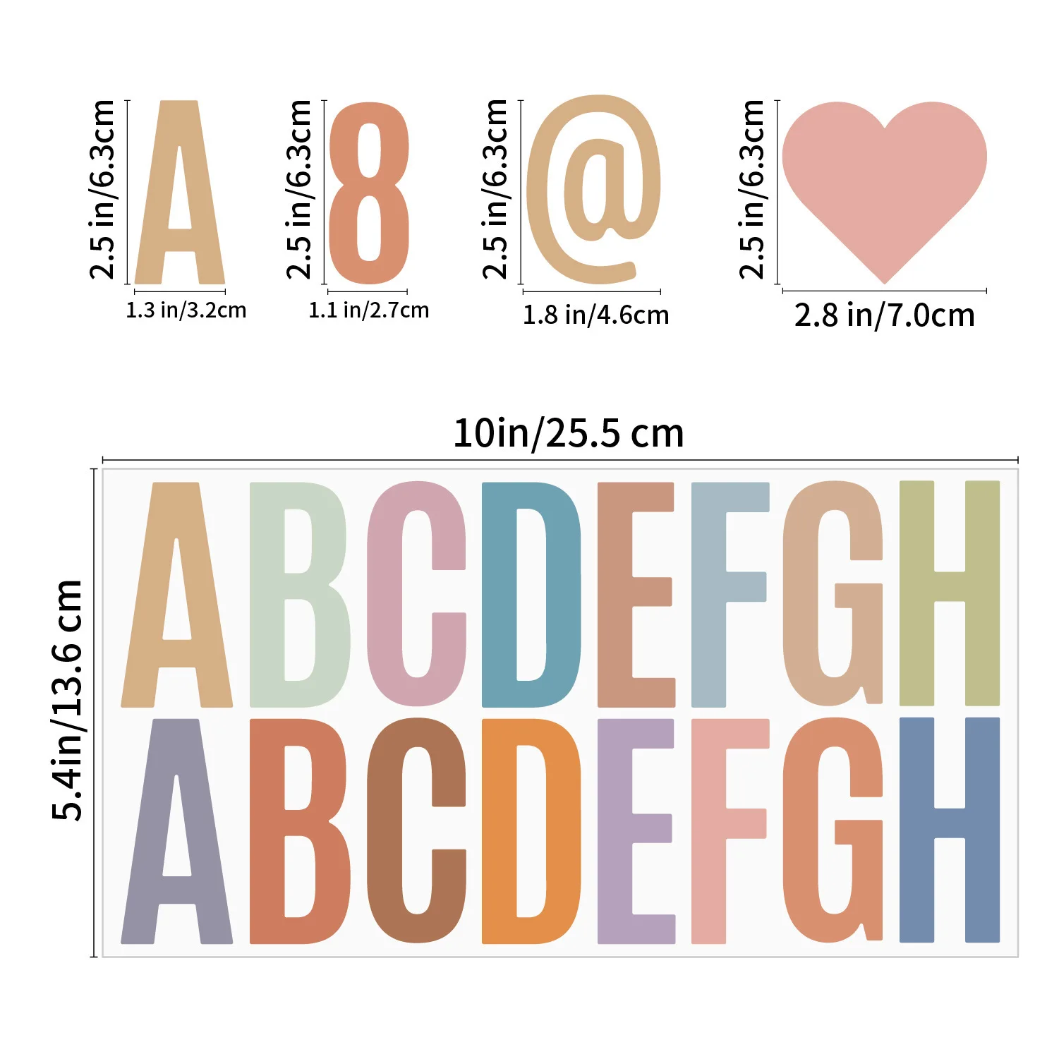 2.5 Inch Colorful Letter Stickers DIY Personalized Waterproof Stickers for Mailbox Walls Scrapbook Stationery