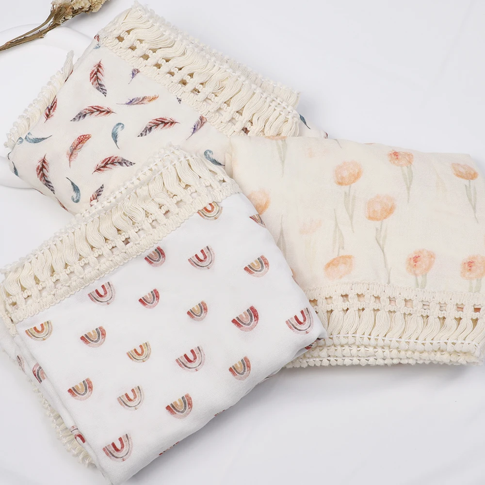 Cute Bear Muslin Squares Cotton Baby Blanket for Newborn Plaid Infant Swaddle Blanket Babies Accessories Bed Summer Comforter