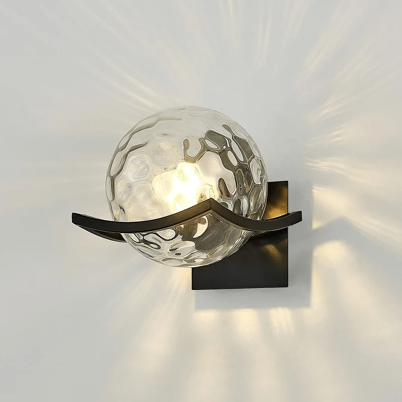 Modern Led wall Light Gold Glass Ball Wall Lamp living Room Bathroom Bedroom Bedside Entrance Porch Indoor Lighting DecorLamp