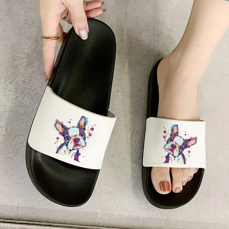 Sandalias de verano para mujer, diseño de Bulldog Francés, Dachshund, Pug, Teckel, para interiores, dormitorio, hogar, zapatos para damas
