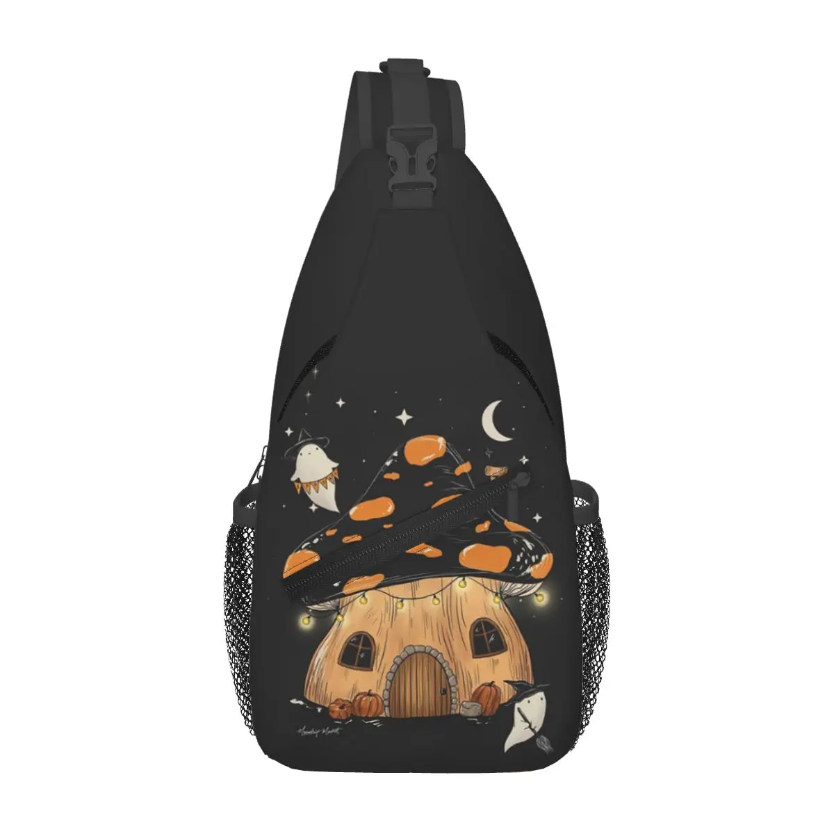 Ghost Pumpkin Halloween Chest Bag Men Sling Crossbody Backpack Chest Bag Traveling Hiking Daypack Shoulder Bag