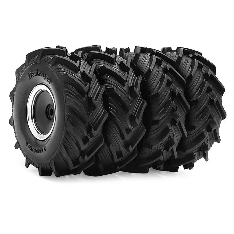 1.0'' Aluminium RC Cralwer Beadlock Wheel and Tires Set for 1/18 Traxxas TRX4M 1/24 Axial SCX24 AX24 FCX24