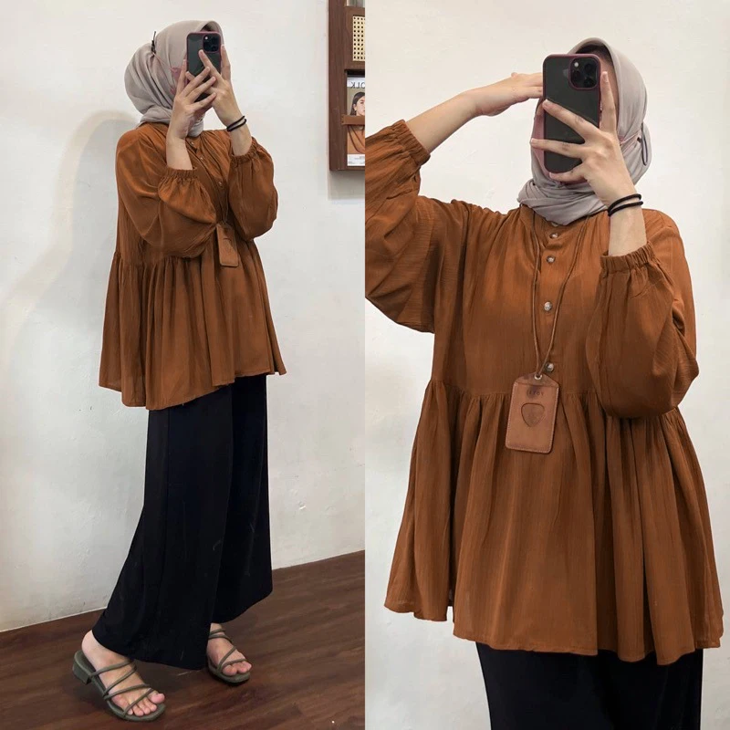 Women O Neck Long Sleeve Blouse Spring Muslim Shirt Female Loose Dubai Turkey Casual Vintage Solid Abaya Tops