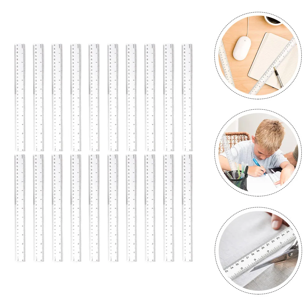 

50 Pcs Measuring Ruler Tools Transparent Multifunction Clear Measurement Plastic Drafting Drawing Scale Office