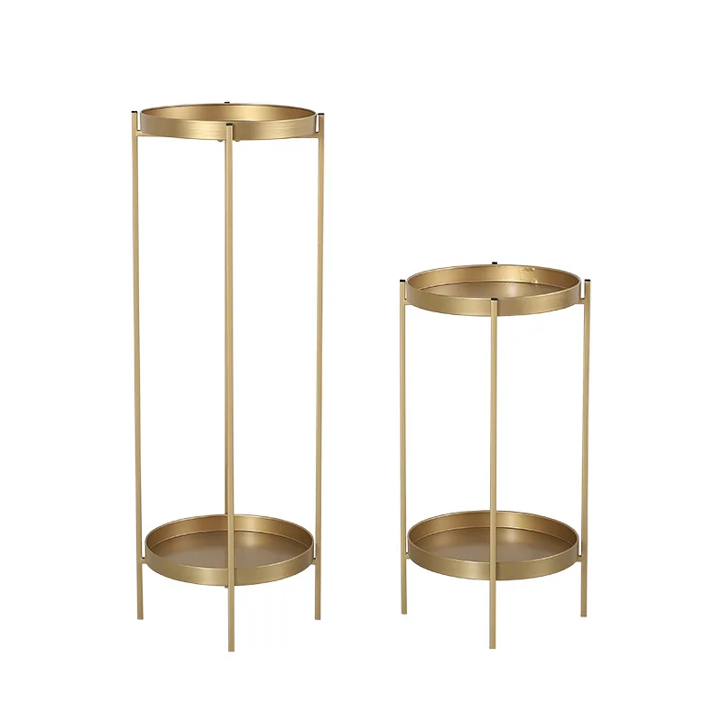 

ins Nordic wrought iron double-layer flower stand, living room balcony green dill green plant indoor flower stand