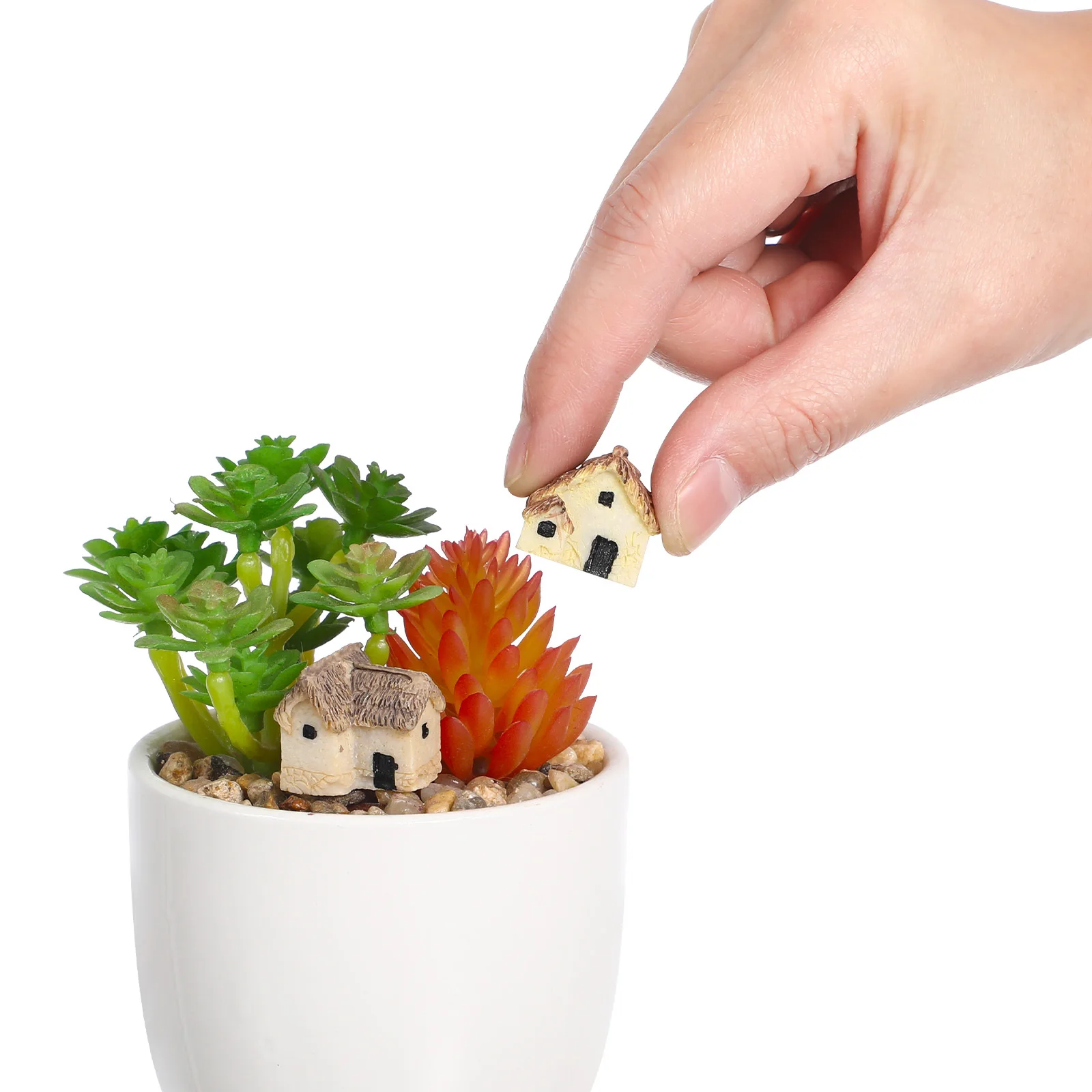 

12Pcs Micro Landscape Ornament Straw House Resin Durable Miniature Garden Decoration for Outdoor Indoor Bonsai