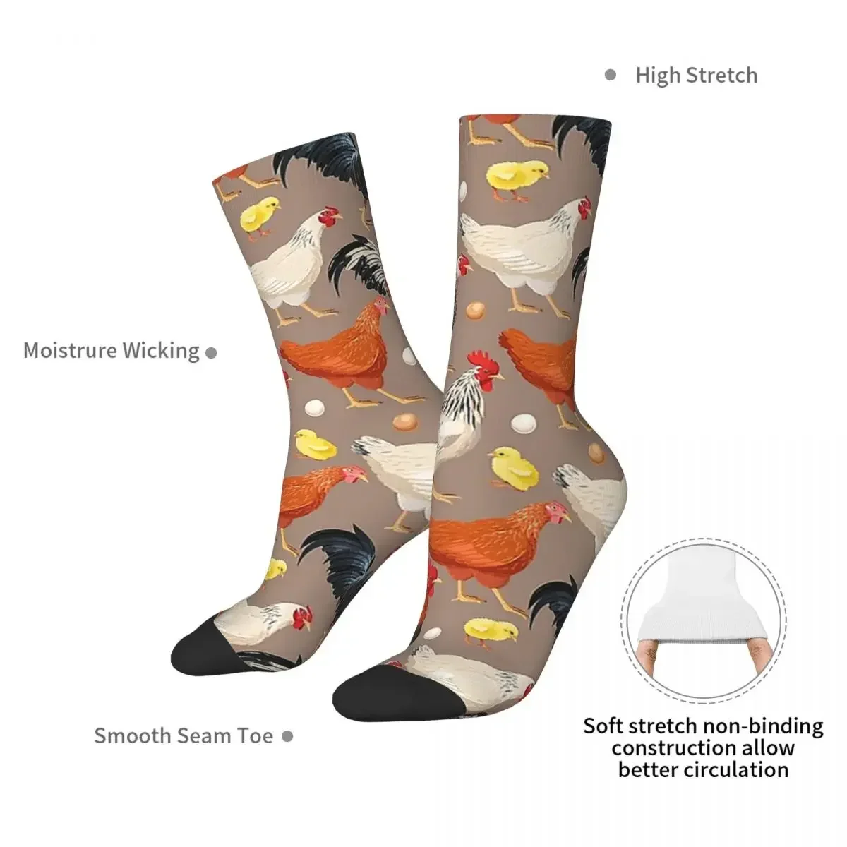 Calcetines largos con patrón de pollo para hombre y mujer, medias de alta calidad, de colores, para todas las estaciones, accesorios para regalos, Unisex