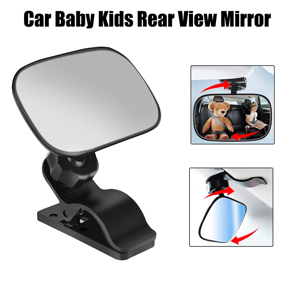 Car Back Seat Baby Kids View Mirror Adjustable Universal Mini Safety Monitor 2 in 1 Auto Ornament 360 Rotation