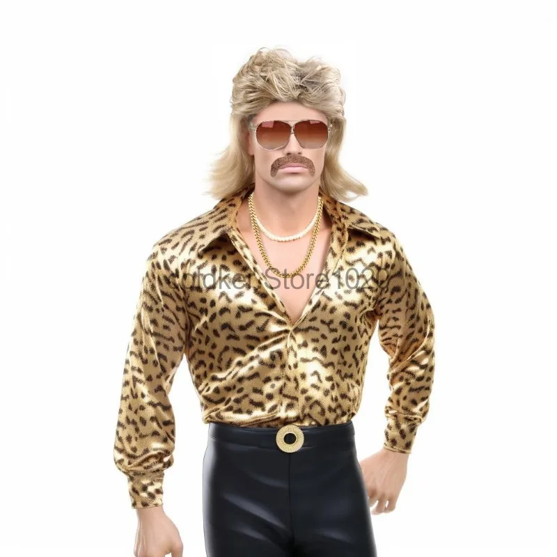 남성용 레트로 80 년대 숭어 가발 세트, 1980 년대 힙합 로커 코스프레 코스튬 액세서리, 선글라스 목걸이, 할로윈 파티 원피스