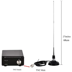 Outdoor Stainless Steel Antenna with Magnetic Base for 5W/15W FM Transmitter - Includes 3m TNC Cable