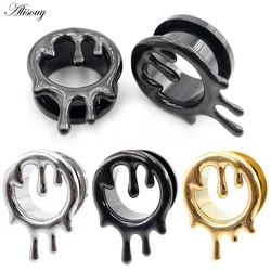 Alisouy 1PC Stainless Steel Melt Water Drop Screw Ear Flesh Gauges Tunnel Plug Expander Stretcher Earrings Piercing Body Jewelry