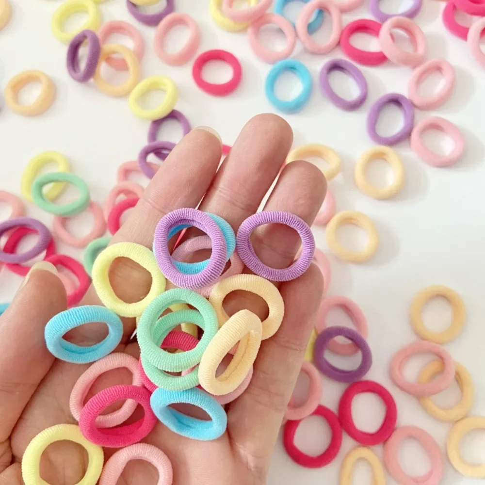 100 PCs Thumb Hair Ring Seamless Towel Ring Not Hurt Hair High Elasticity Rubber Band Cute Leather Band Girls Basic Headband