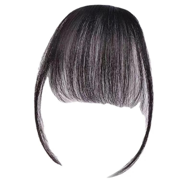 ثلاثية الأبعاد ريمي الشعر البشري الانفجارات الهوائية لفتاة النساء الجبين إعادة إصدار مشبك واحد في وصلات الشعر هامش طبيعي هيربيسي 4 ألوان #2