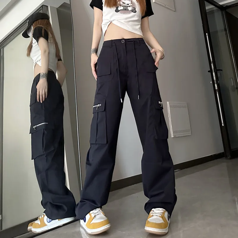 

WCFCX STUDIO American Retro Multi-pocket Women Overalls Y2K Street Heavy Industry Harajuku Punk Hip-hop Loose Straight Casual