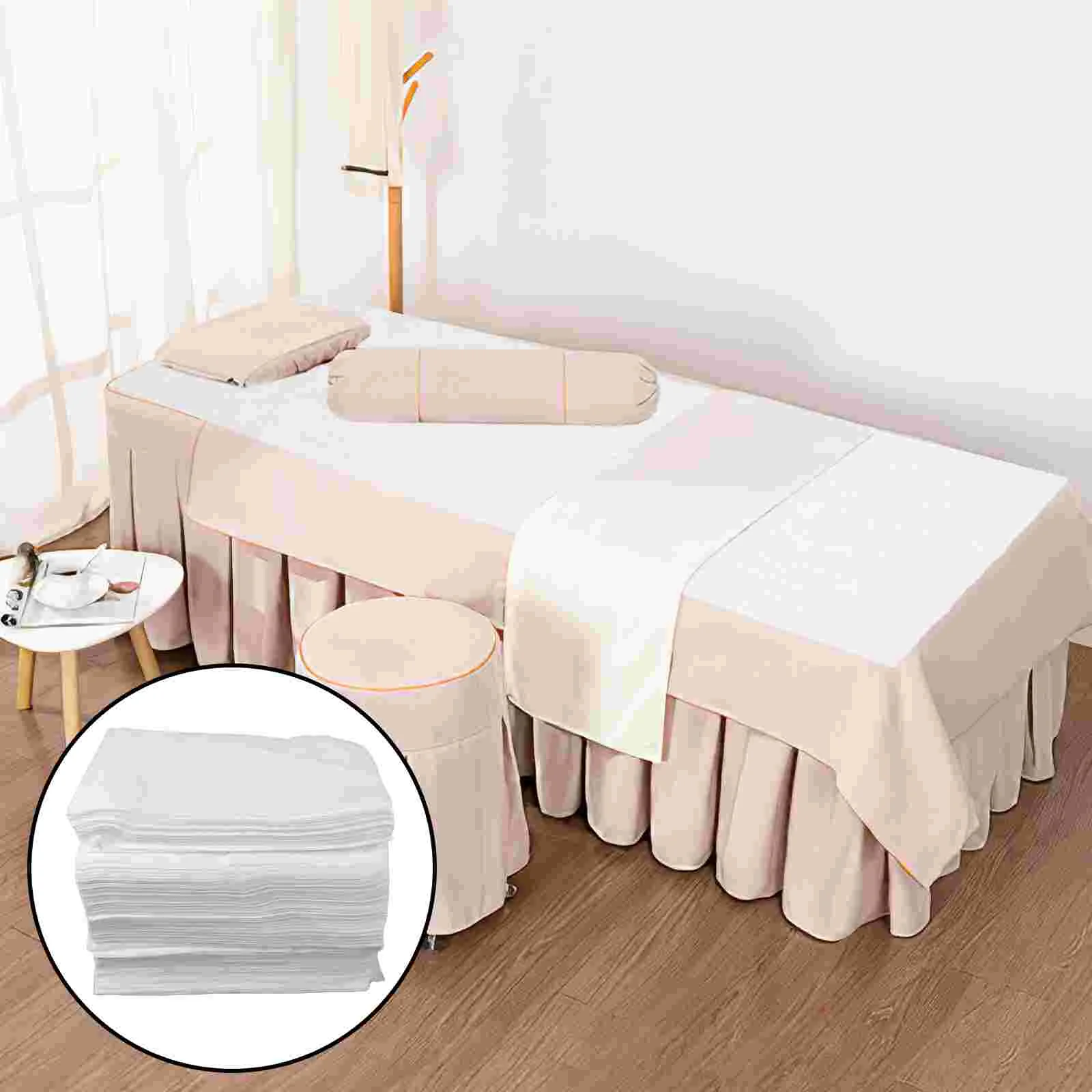 

100 Pcs Spa Sheets Massage Table Cover Bed Stuff Breathable Fabric Protective Covers Light and Thin Fitted