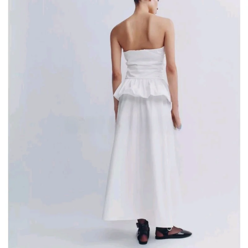 Conjunto de Moda Primavera para Mujer, Blusa de Gasa con Cuello Redondo y Manga Corta, Falda Midi y Plones Largos, Atuend...