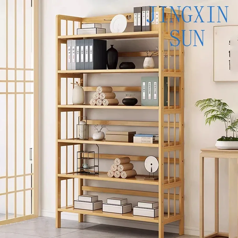 Bamboo Ladder Bookcase Wall Bibliotheque Room Home Shelves Closet Storage Organizer Modern Estanteria Libros Modular Furniture