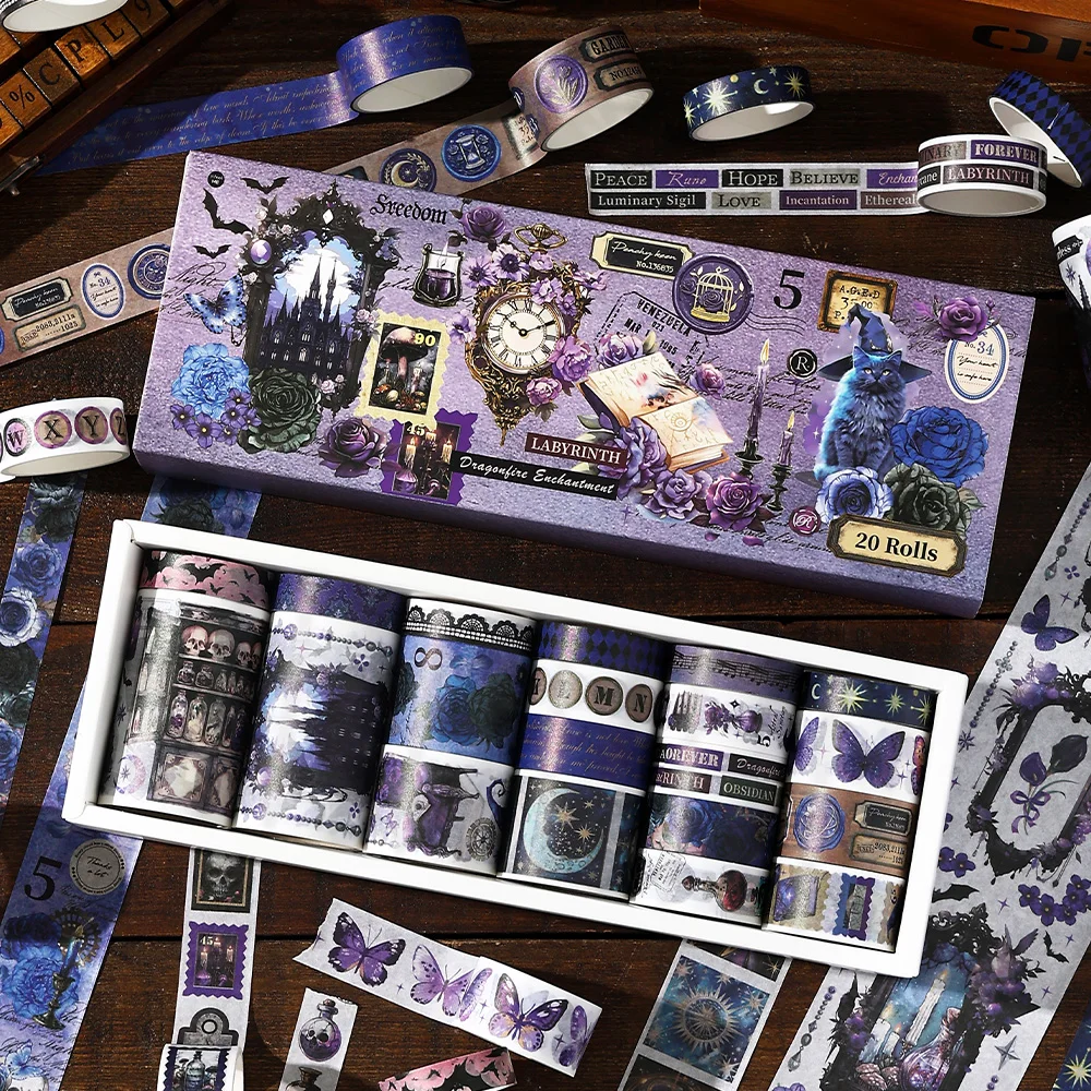 Card Lover 20 Roll [Castle Letter Series] Handmade Tent Decoration Base Pull Type Paper Box Masking Tape Material Scrapbook Kit