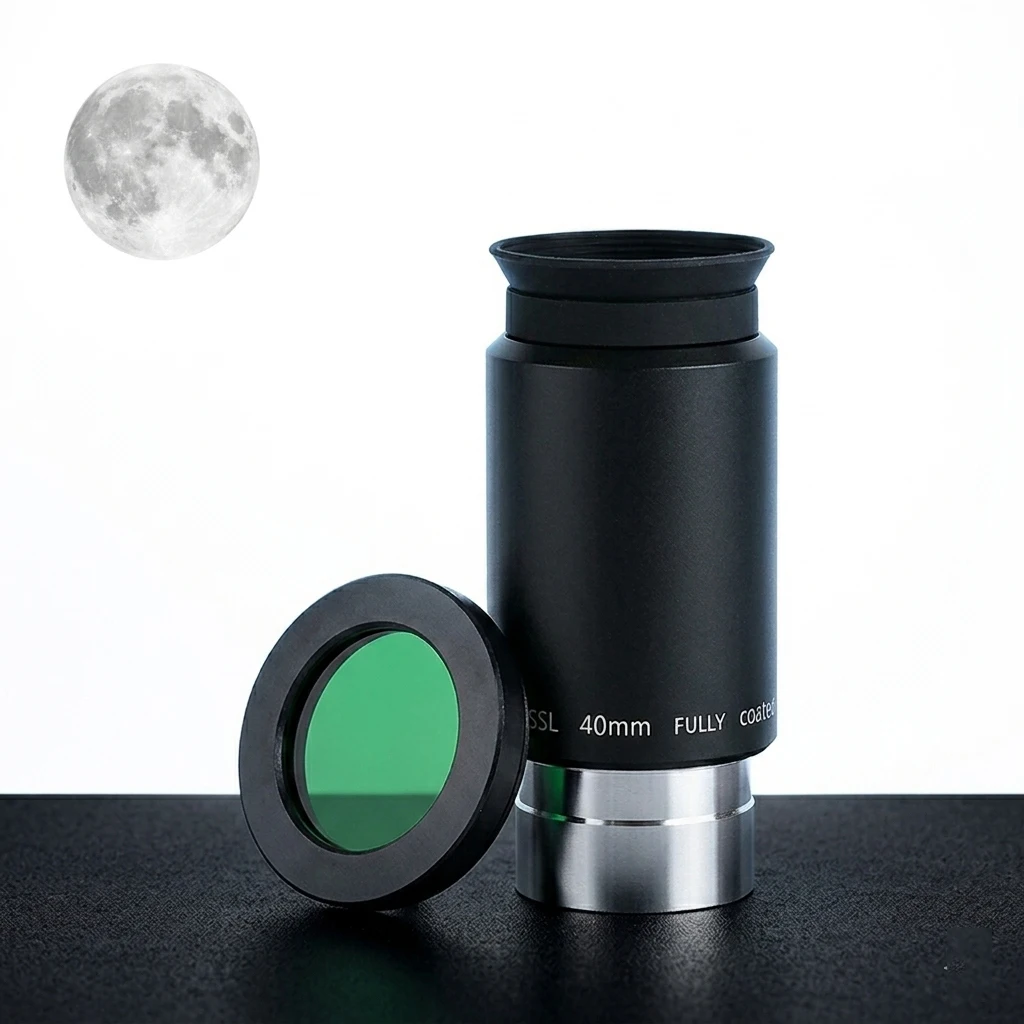

Professional 40mm Plössl Eyepiece with 1.25" Green Moon Filter Set for Astronomical Telescope Fully Coated Lens for Lunar Planet