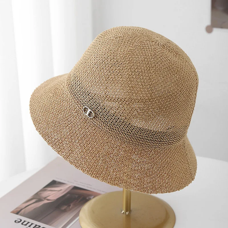 Koreanischer Minimalistischer Strick-Fischerhut für Damen, Atmungsaktiver Sonnenschutz für Strand, Stadt, Urlaub und Reisen