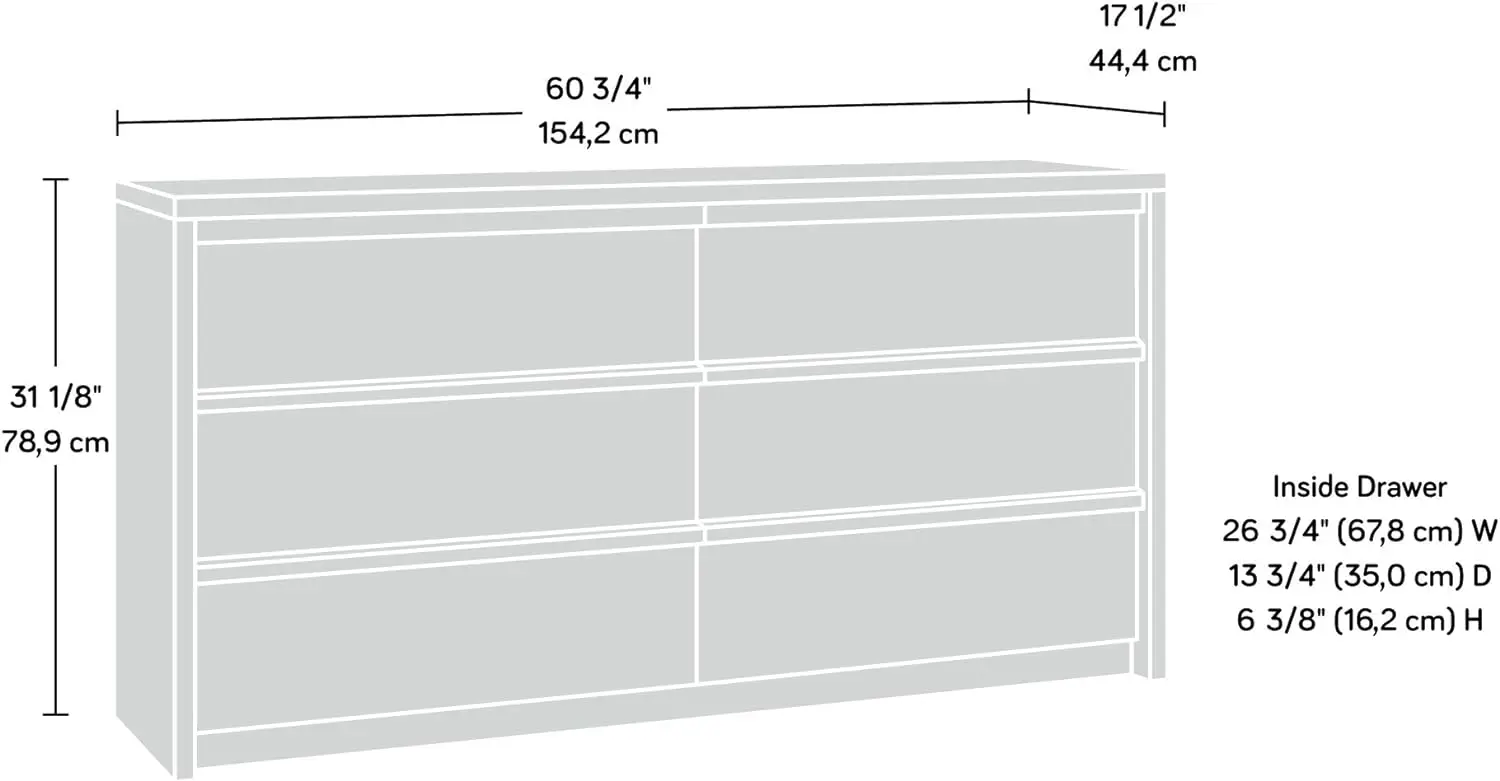 Sauder Harvey Park Dresser, revestimento branco macio, L: 6. 7. 71 "x W: 17,48" x H: 31,06"