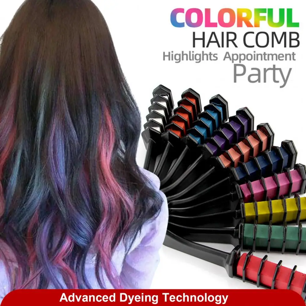 

10 Colors Hair Dye Comb Washable Temporary Hair Chalk Kids Adults Disposable Hair Color Powder Applicator Brush Makeup Supplies
