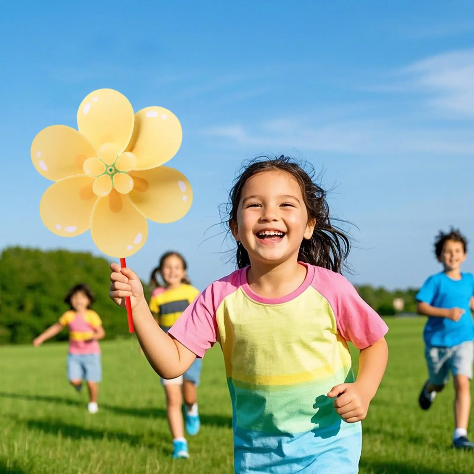 منحوتة الرياح زهرة الاغتصاب مغازل الرياح اليدوية الملونة طاحونة خلق المواد حزمة الديكور الأطفال المحمولة