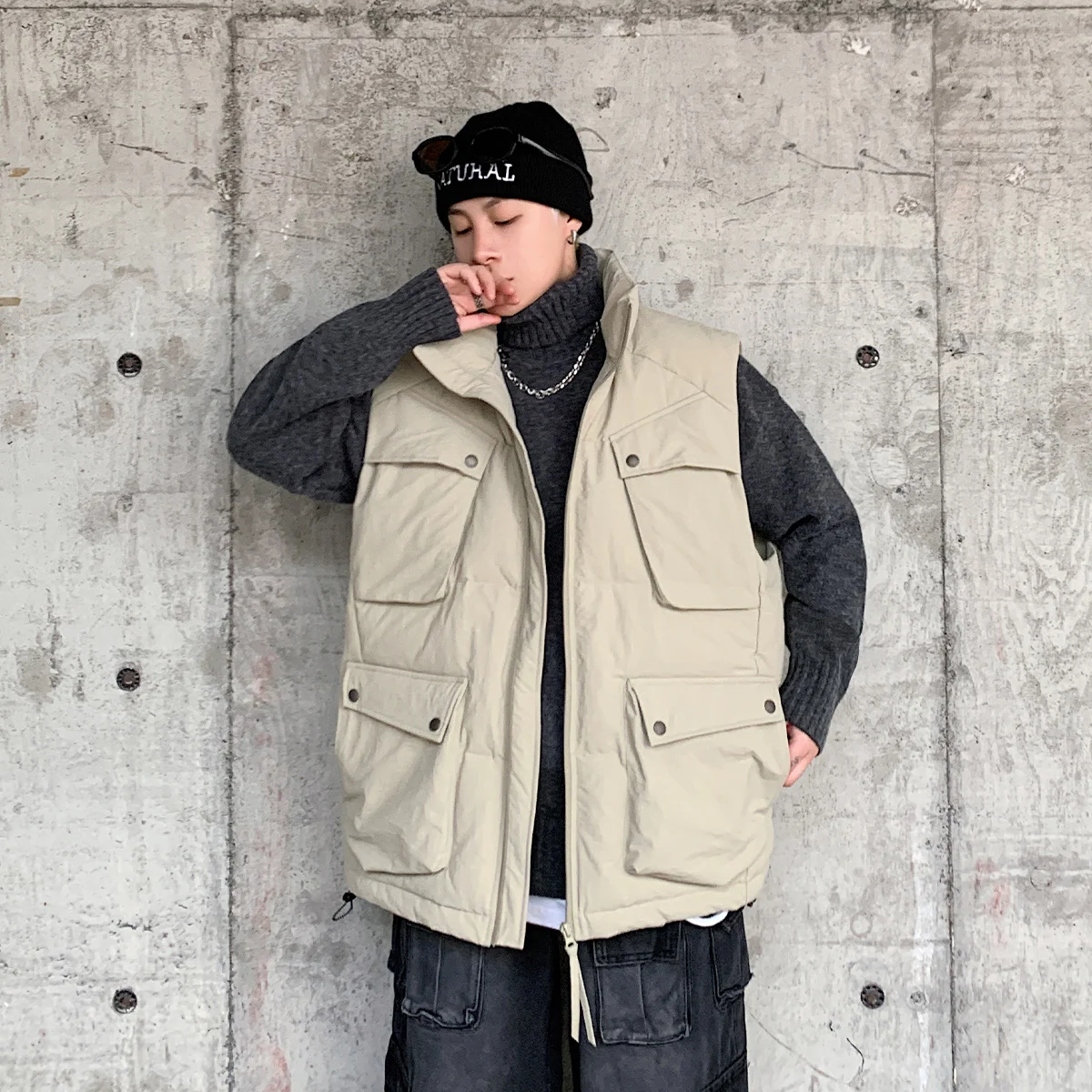 

Мужской пуховый жилет большого размера, зимняя верхняя одежда, теплый, с утолщенными плечевыми вставками, из нейлоновой ткани, молодежный стиль