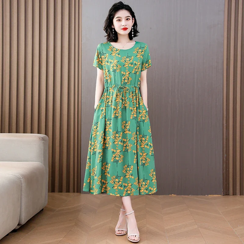 Summer Elegant Dresses Ladies 2023 Slim Short Sleeve Casual Summer Women\'s Dresses Korean Style Vintage Clothes High Quality