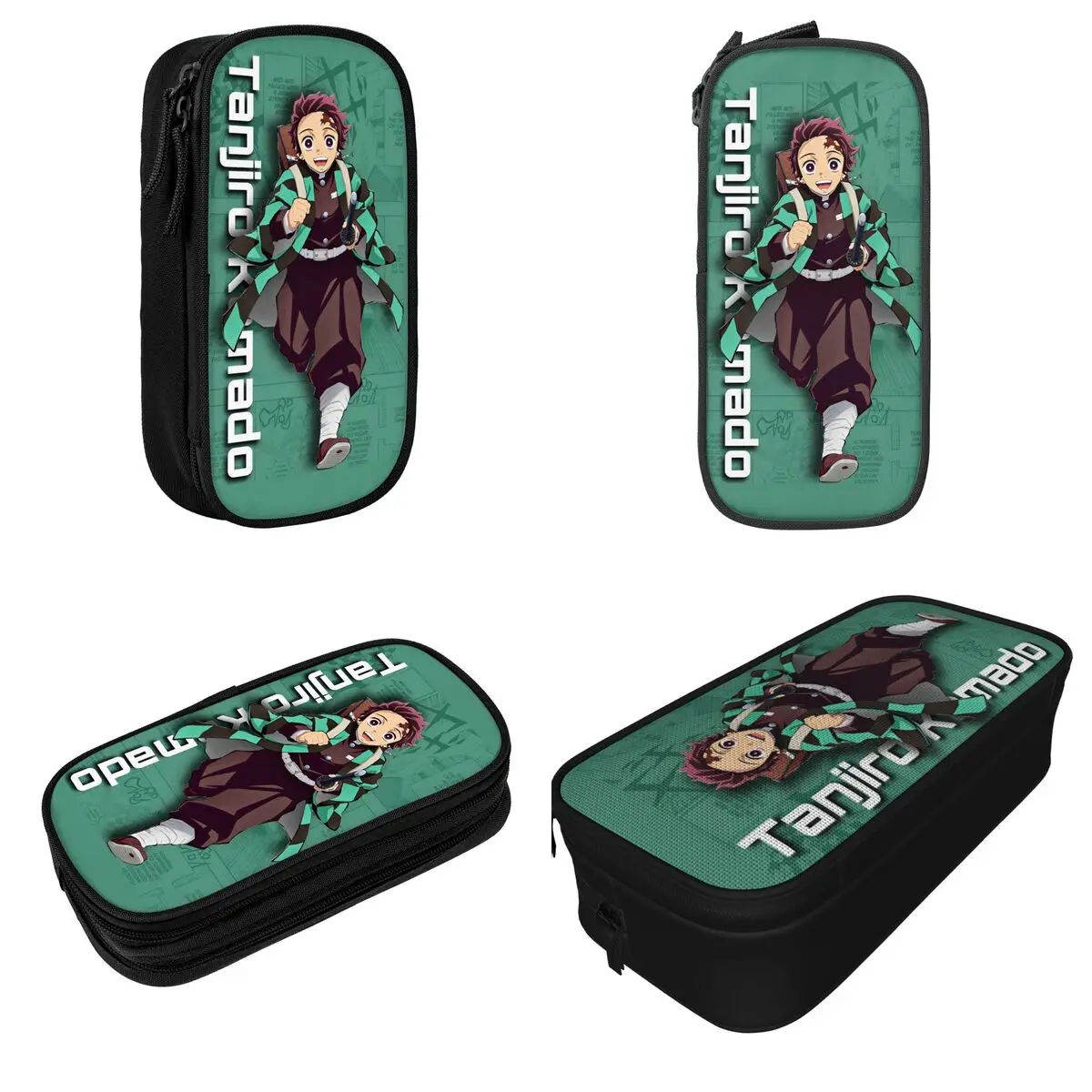 Demon Slayer Tanjiro Kamado Pencil Case Pen Holder Bags Kids Large Storage School Supplies Cosmetic Pencilcases