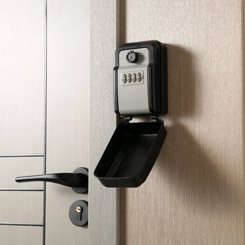 Metal Key Safe Box with Combination Lock, Wall Mounted Anti-Theft Key Storage Lock Box for Outdoor Use, Secure Key Holder