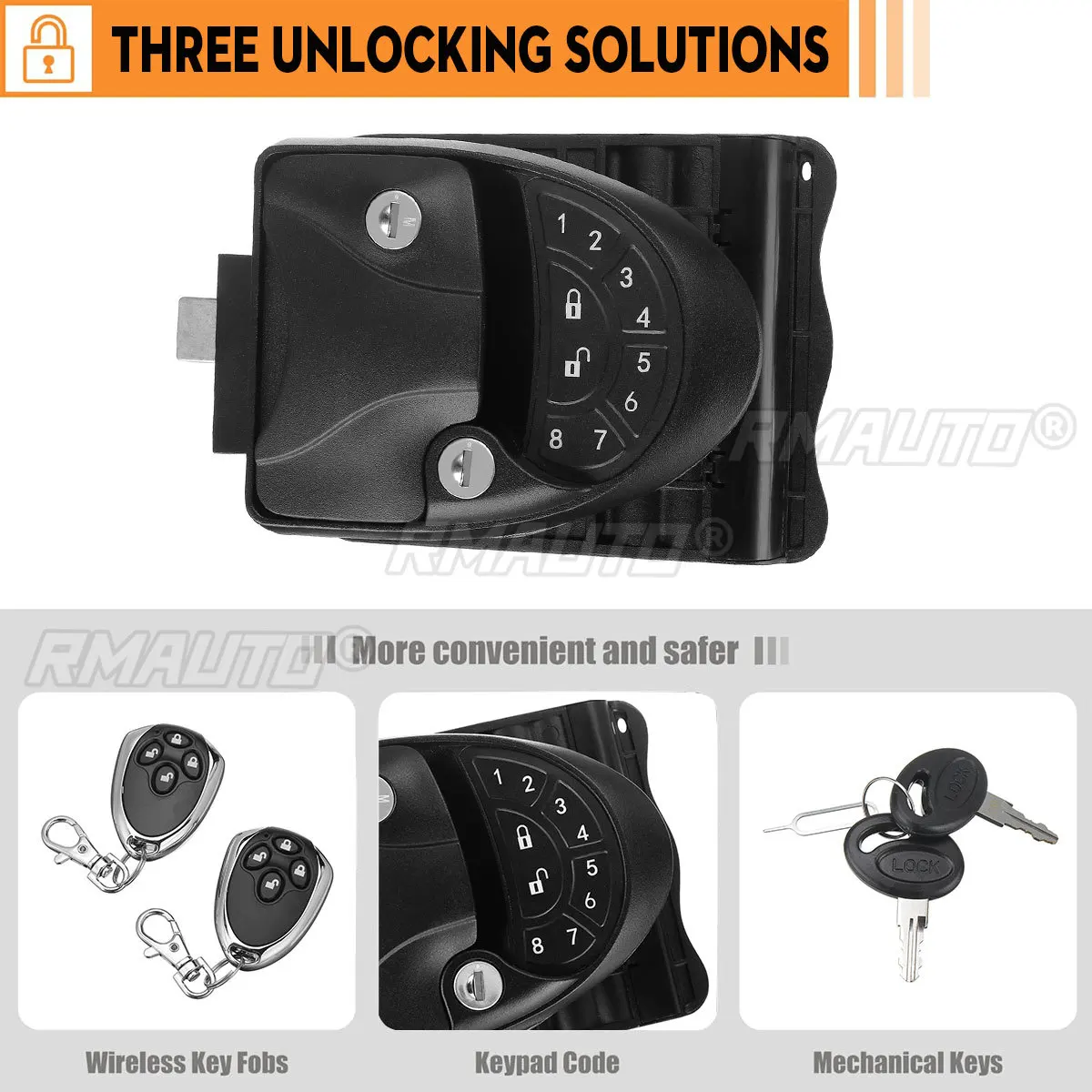 Airow auto RV Keyless Entry Door Lock Waterproof Lock Latch Handle Latch with Deadbolt Remote Controller Keyless RV Accessories